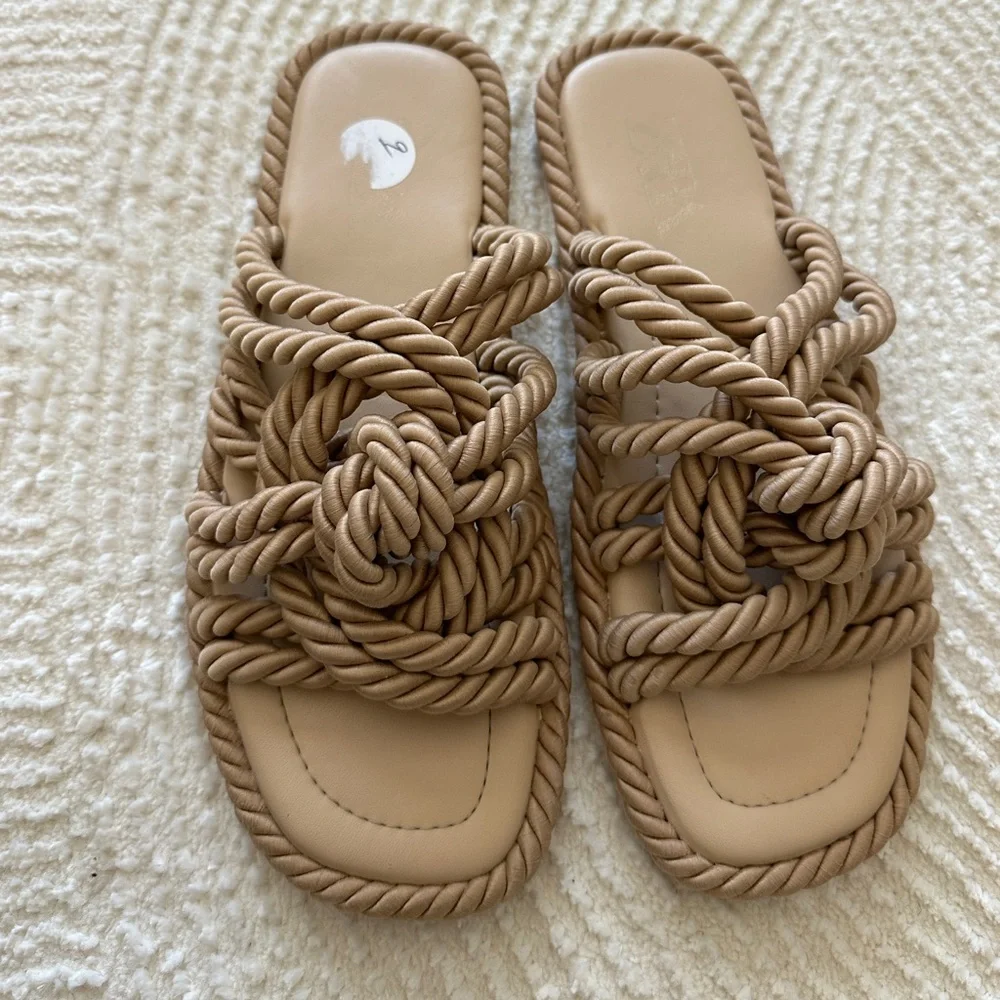 Zara Women's Tan Rope Sandals Size 40 - Picture 11 of 12
